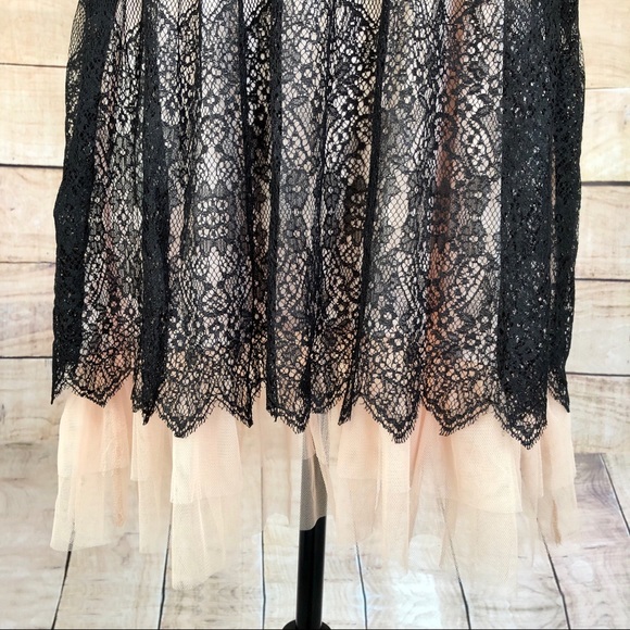 Black Lace Cream Lining High Waist Babydoll Dress - Picture 3 of 10